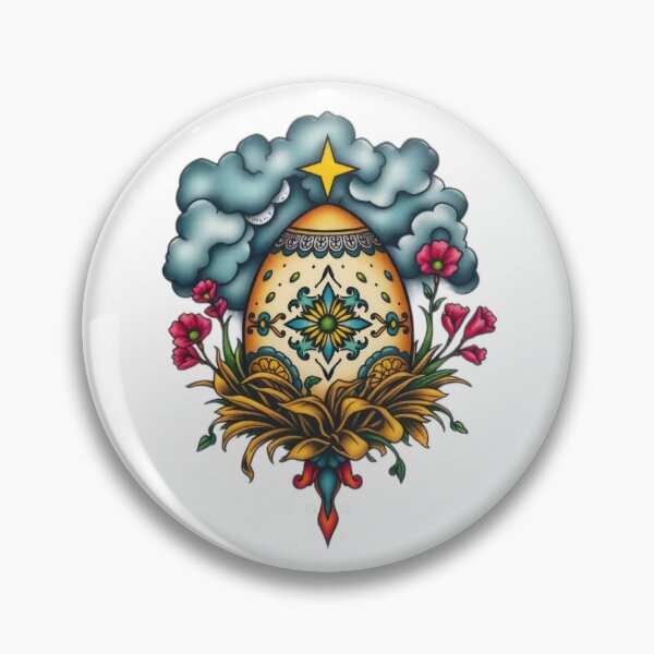 Item preview, easter egg colorful vintage tatto floral ,Happy Easter,Easter Day,easter illustration designed and sold by Expressions-Sel.
