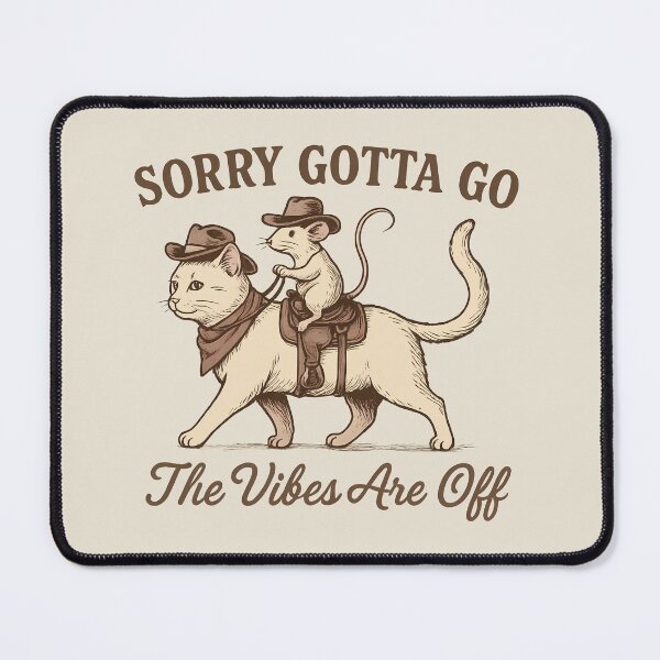 Item preview, Sorry Gotta Go Vibes Are Off Shirt – Funny Cowboy Cat and Mouse Meme designed and sold by Artisticlions-A.