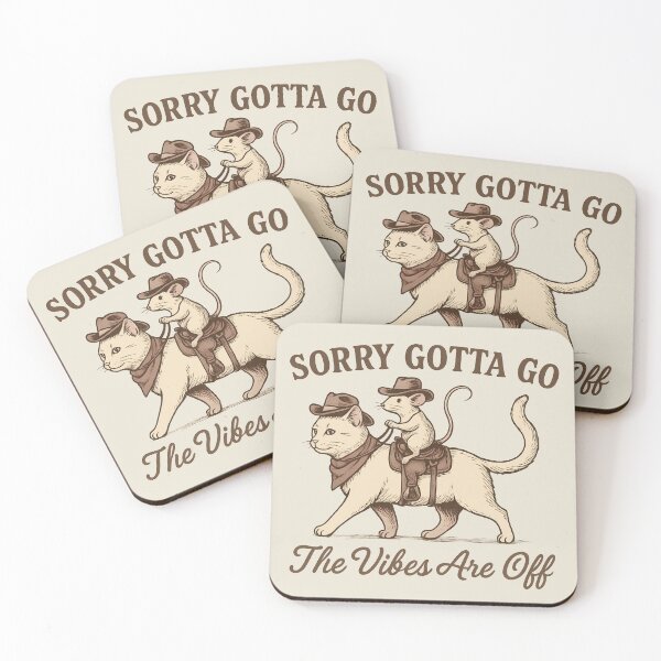 Item preview, Sorry Gotta Go Vibes Are Off Shirt – Funny Cowboy Cat and Mouse Meme designed and sold by Artisticlions-A.