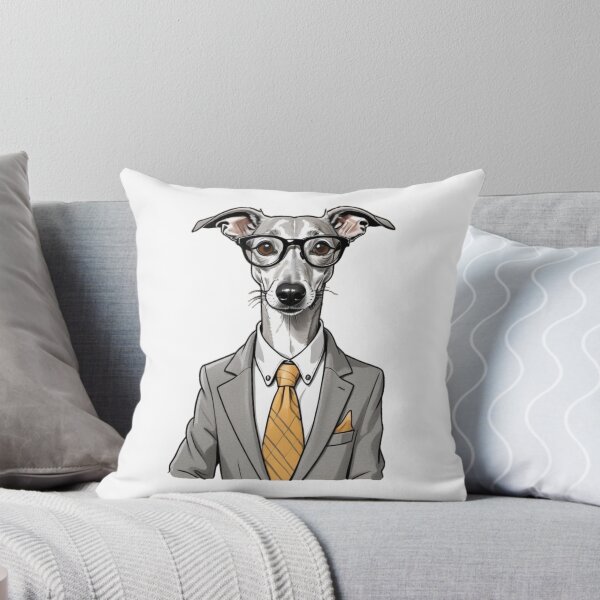 Aperçu de l'œuvre Dessin humoristique de PDG avec un chien whippet – Illustration drôle et unique de chien et de propriétaire – Cadeau de PDG – Humour animalier créée et vendue par KoraTalks.