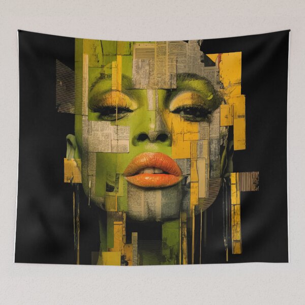 Item preview, Abstract African Woman Portrait – Surreal Newspaper Collage Art designed and sold by Moss and Moon Studio.