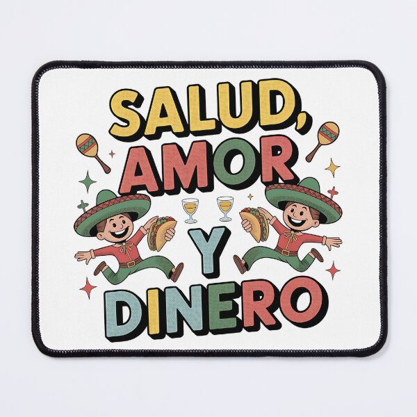Item preview, Salud Amor y Dinero – Funny Mexican Fiesta Cartoon Tee designed and sold by Fragy72.