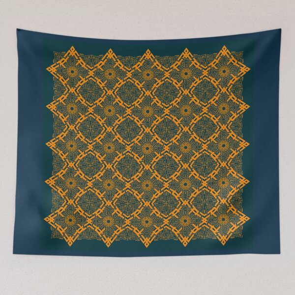 Item preview, Harmonious intertwined lines: Orange on Midnight designed and sold by Tarjiart.