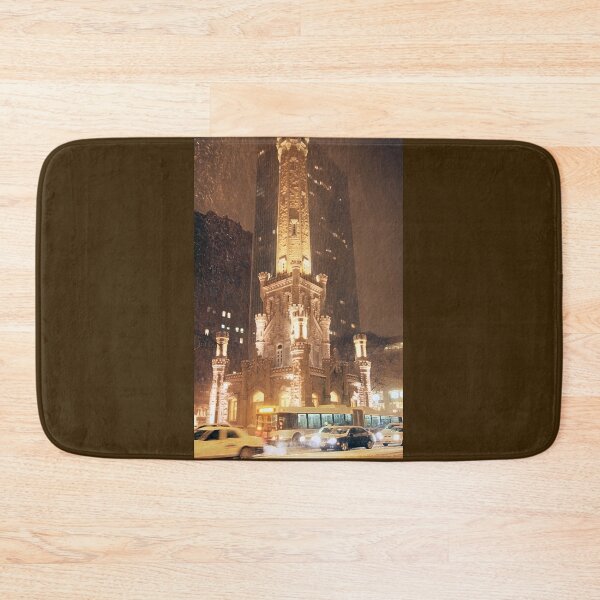 Item preview, Chicago Winter Glow – Heavy Snowfall in Downtown with Historical Water Tower and Traffic Cars designed and sold by Maryna Gumenyuk.