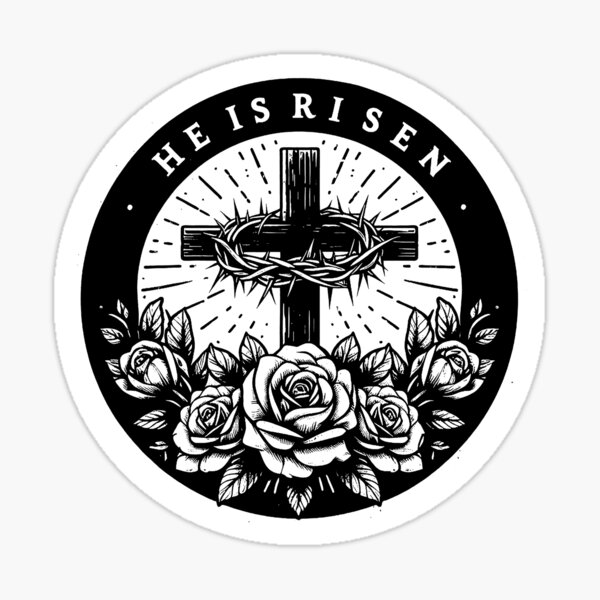 Artikel-Vorschau von Er ist auferstanden Dornenkrone Kreuz Rosen, designt und verkauft von plushism.