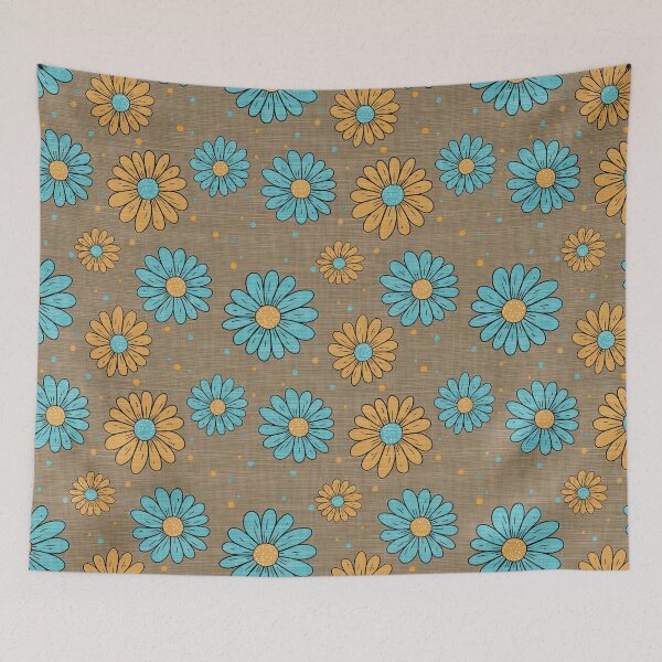 Aperçu de l'œuvre Decorative linen-like texture with flowers design créée et vendue par SylvieVibes.