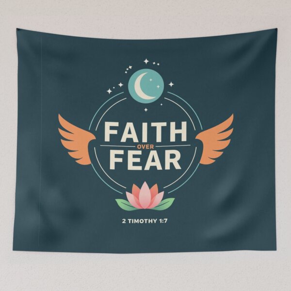 Item preview, Faith Over Fear – Overcome with Faith – 2 Timothy 1:7 | Bold Christian Inspiration Art designed and sold by ebocraft.