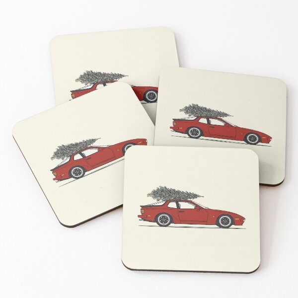 Item preview, Vintage Red Porsche 944 Christmas Tree illustration designed and sold by blackdogshop.