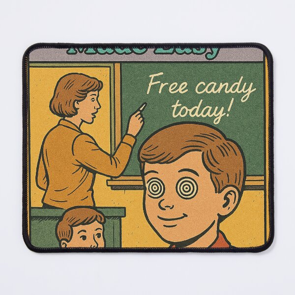 Item preview, Mind Control Made Easy – Retro Satire Comic Design designed and sold by weirdfishes123.