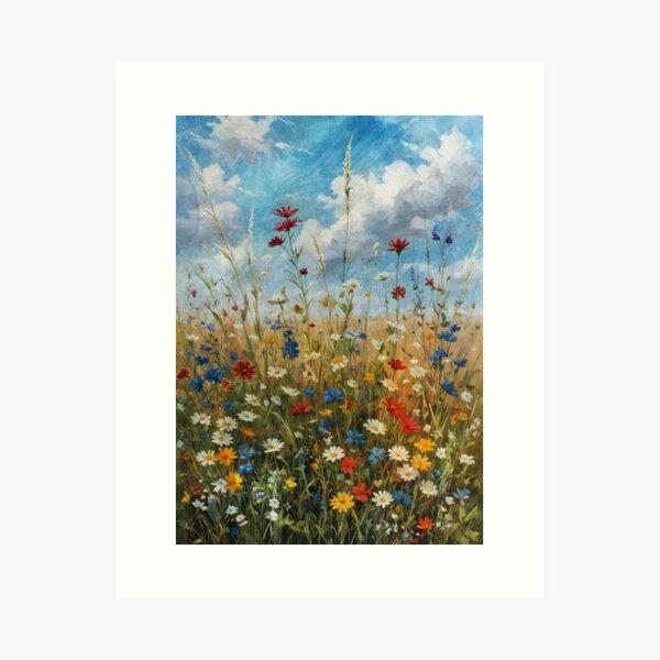Item preview, Spring Wildflowers Field, Vintage Botanical Landscape, Field Of Flowers,  designed and sold by BlessLifePrints.