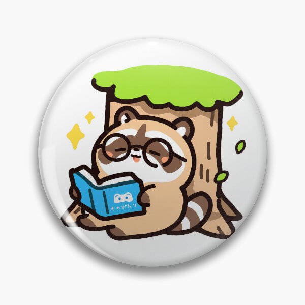 Item preview, A tanuki relaxing with a book under a tree designed and sold by Elinotes.