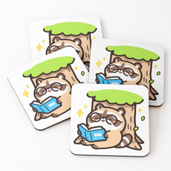 Item preview, A tanuki relaxing with a book under a tree designed and sold by Elinotes.