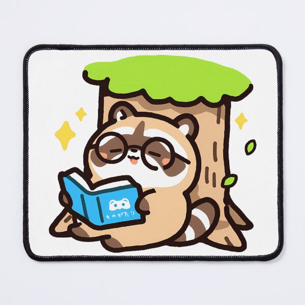 Item preview, A tanuki relaxing with a book under a tree designed and sold by Elinotes.