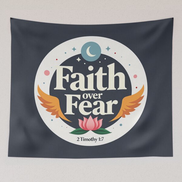 Item preview, Christian Easter Joy –Faith Over Fear – Overcome with Faith – 2 Timothy 1:7 | Bold Christian Inspiration Art designed and sold by ebocraft.