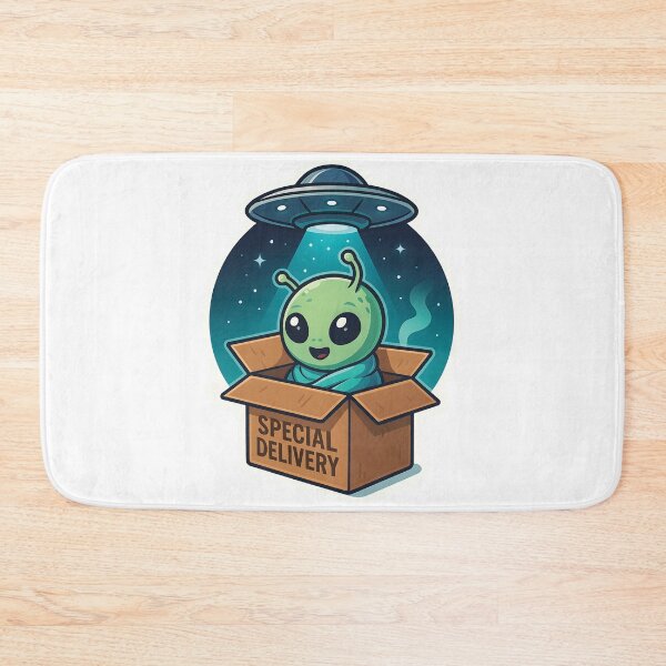 Item preview, Special Delivery from Area 51 – Alien Baby in a Box | Cute Sci-Fi Sticker designed and sold by WAUZ.