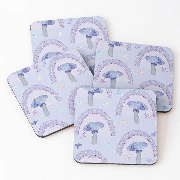 Item preview, Hello Baby whimsical toadstools rainbows dragonflies soft indigo blue designed and sold by phatlizzardart.