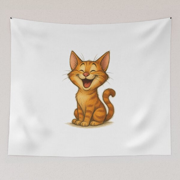Item preview, Adorable Happy Cartoon Cat in Cheerful Illustration Against White Background designed and sold by Por_photos.