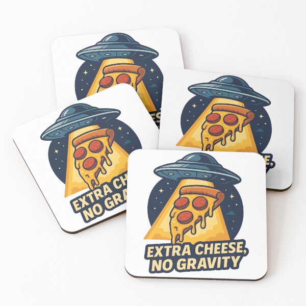 Item preview, Extra Cheese, No Gravity – Space Pizza Alien Delivery Sticker designed and sold by WAUZ.