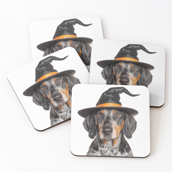 Item preview, Bluetick Coonhound Dog Wearing Halloween Witch Hat designed and sold by LazyOwlStore.