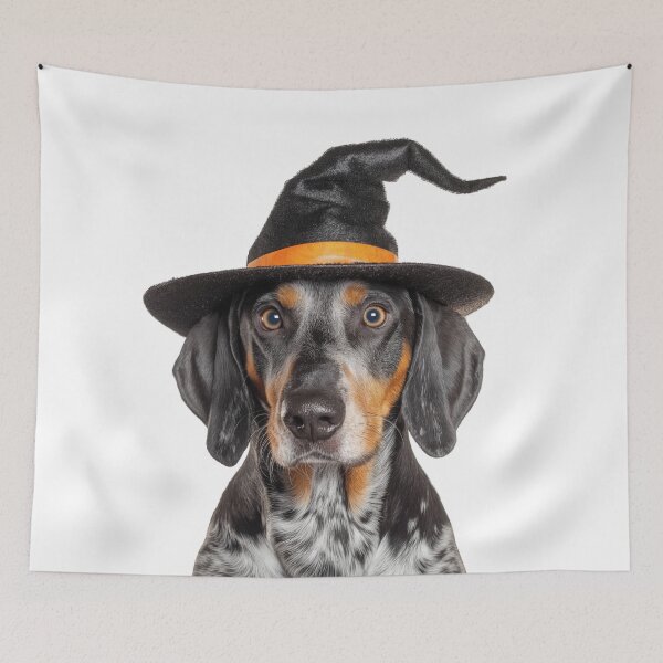 Item preview, Bluetick Coonhound Dog Wearing Halloween Witch Hat designed and sold by LazyOwlStore.