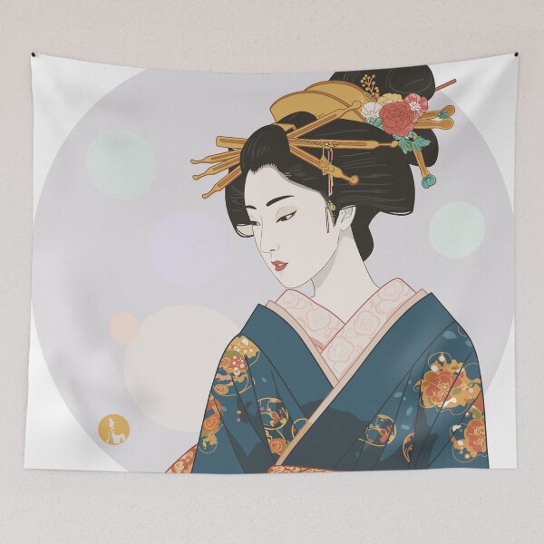 Item preview, Elegant Japanese Beauty in Kimono – Ukiyo-e Style designed and sold by store-wasabi.