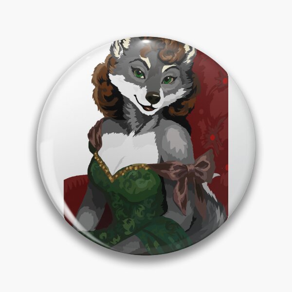 Item preview, Sitting Wolf Woman in Elegant Pink & Green Dress designed and sold by KlakkDrawsStuff.