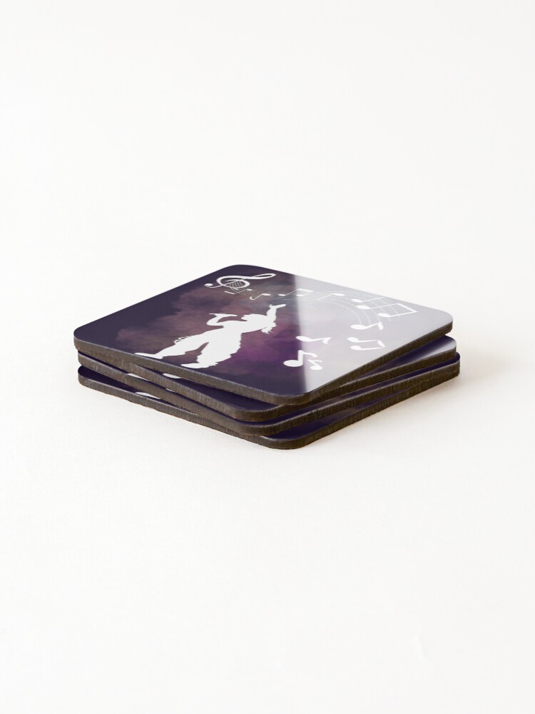 Thumbnail 4 of 5, Coasters (Set of 4), Music notes fall - Rapper designed and sold by LiskoDesign.