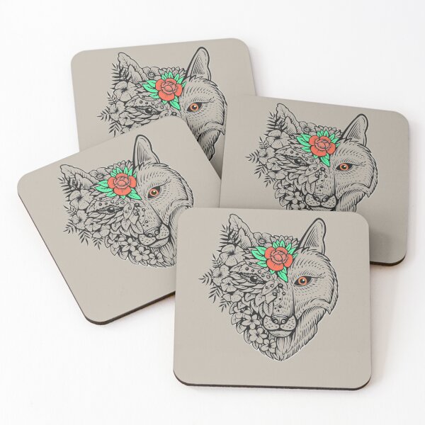 Item preview, Floral Wolf Head – Intricate Boho Animal & Nature Fusion Illustration designed and sold by CreationbyNiki.