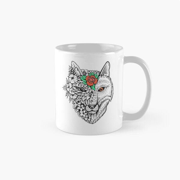 Item preview, Floral Wolf Head – Intricate Boho Animal & Nature Fusion Illustration designed and sold by CreationbyNiki.