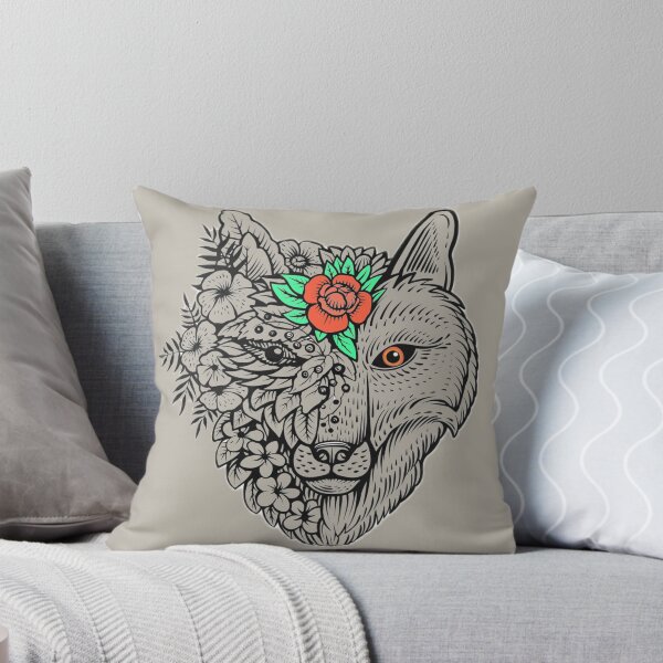 Item preview, Floral Wolf Head – Intricate Boho Animal & Nature Fusion Illustration designed and sold by CreationbyNiki.