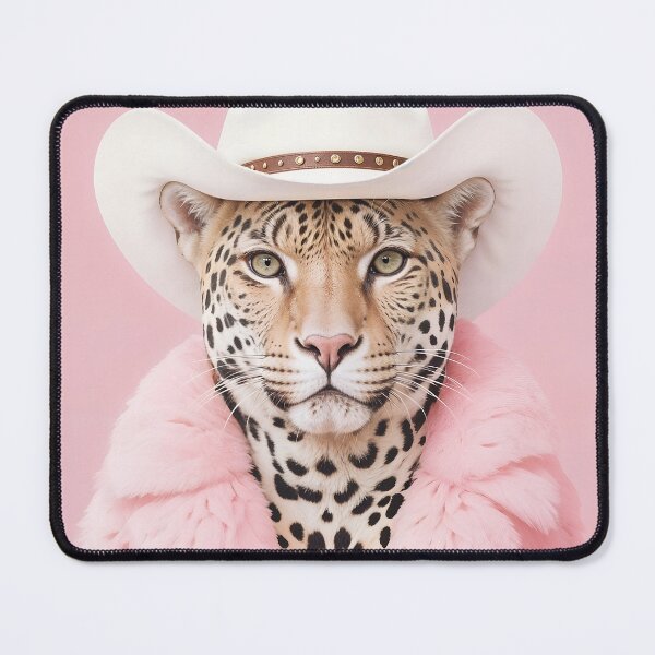 Item preview, Cowgirl Leopard Chic Aesthetic in Pink Fur Coat designed and sold by BlessLifePrints.