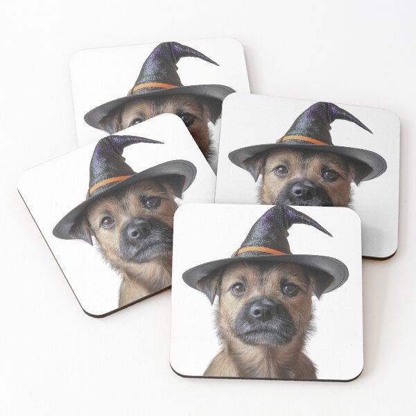 Item preview, Border Terrier Dog Wearing Halloween Witch Hat designed and sold by LazyOwlStore.