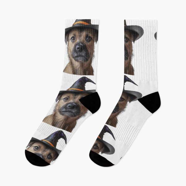 Item preview, Border Terrier Dog Wearing Halloween Witch Hat designed and sold by LazyOwlStore.