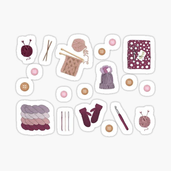 Knitting and crochet things Sticker