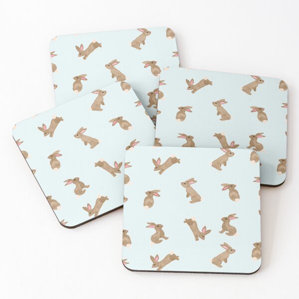 Item preview, Light Brown Bunny Rabbits on Soft Blue Hand Painted Watercolor designed and sold by GenAumonier.