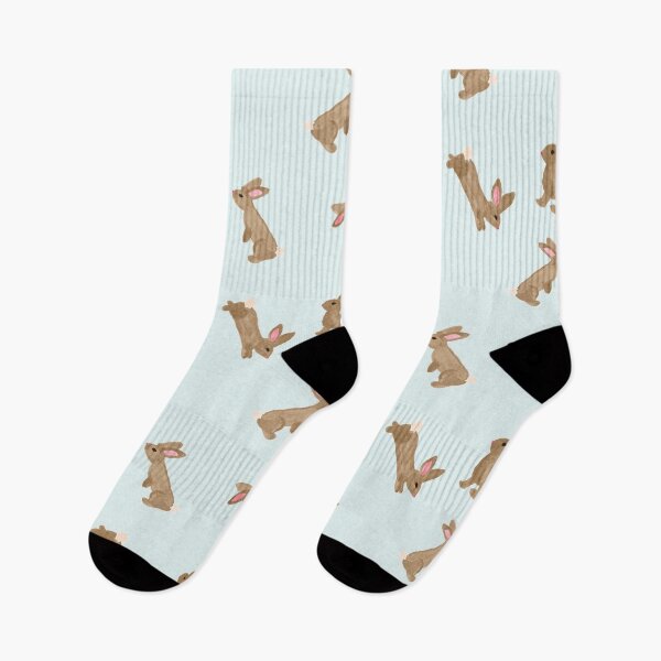 Item preview, Light Brown Bunny Rabbits on Soft Blue Hand Painted Watercolor designed and sold by GenAumonier.
