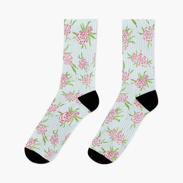 Item preview, Little Bright Pink Roses on Soft Blue Hand Painted Watercolor designed and sold by GenAumonier.