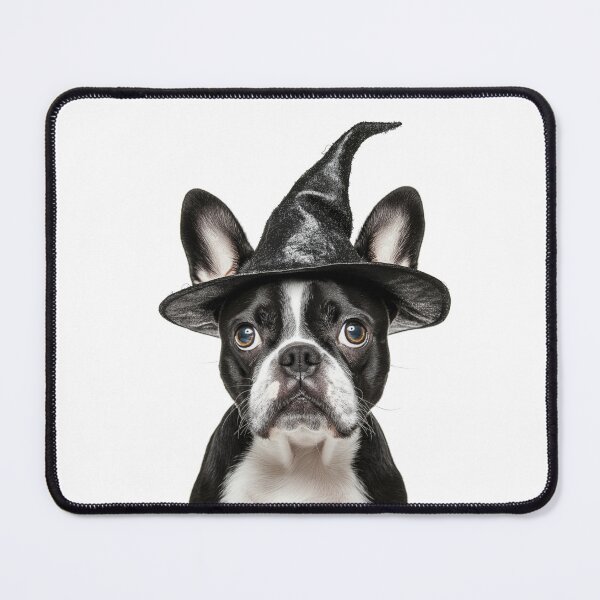 Item preview, Boston Terrier Dog Wearing Halloween Witch Hat designed and sold by LazyOwlStore.