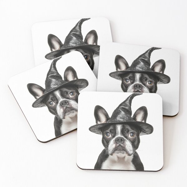 Item preview, Boston Terrier Dog Wearing Halloween Witch Hat designed and sold by LazyOwlStore.
