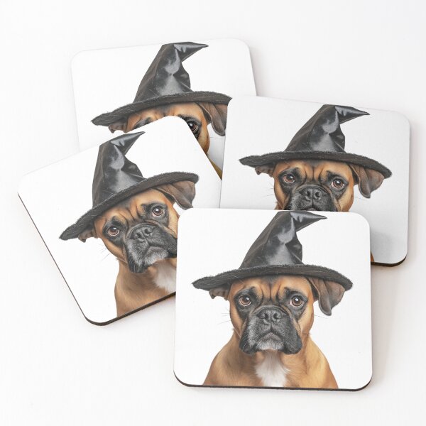 Item preview, Boxer Dog Wearing Halloween Witch Hat designed and sold by LazyOwlStore.