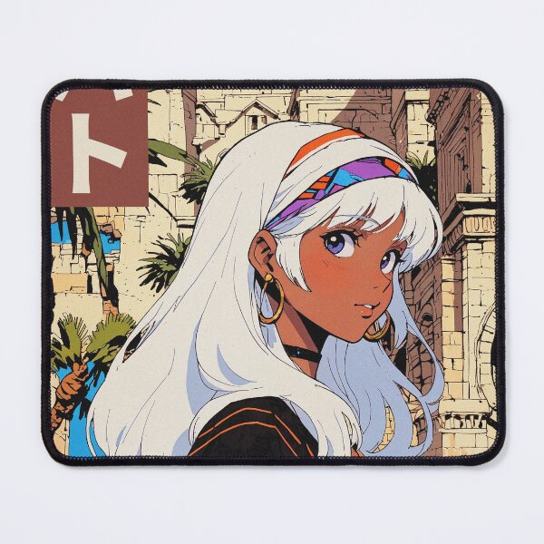 Item preview, Rabat Morocco Country White Haired Anime Girl Retro 80s Aesthetic Travel designed and sold by onlyanimevibes.