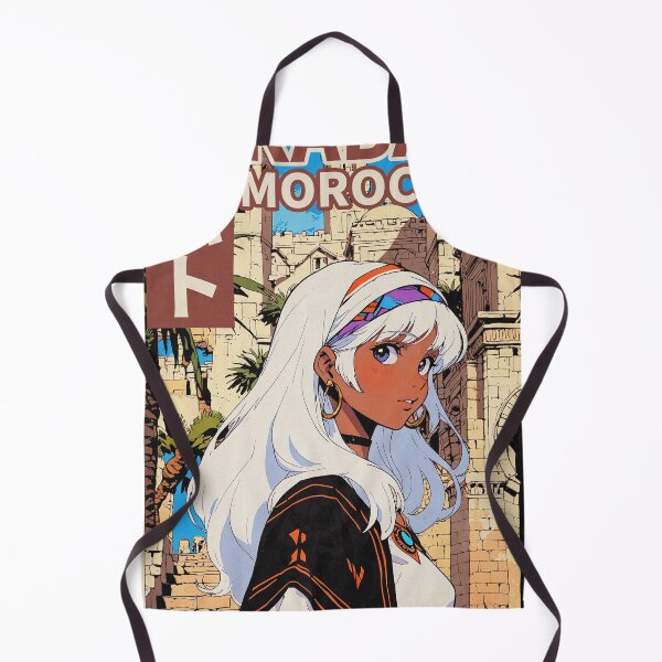 Item preview, Rabat Morocco Country White Haired Anime Girl Retro 80s Aesthetic Travel designed and sold by onlyanimevibes.