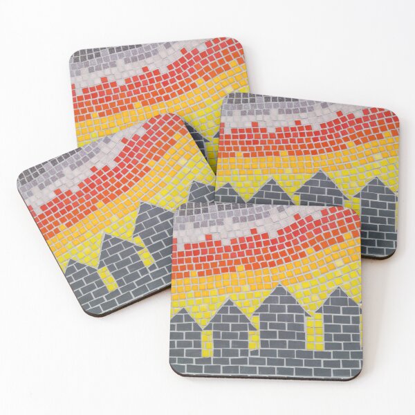 Item preview, Sunset Beach Huts Mosaic Artwork designed and sold by joannaydesigns.