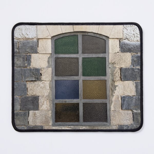Item preview, Historic Stained Glass Window in Tiberias, Israel | Rustic Architecture Photo designed and sold by omryjs.