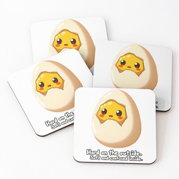 Item preview, Cute Kawaii Boiled Egg Half Peeled Confused Face designed and sold by PEC-Studio.