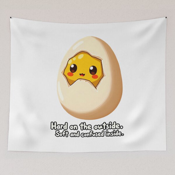 Item preview, Cute Kawaii Boiled Egg Half Peeled Confused Face designed and sold by PEC-Studio.