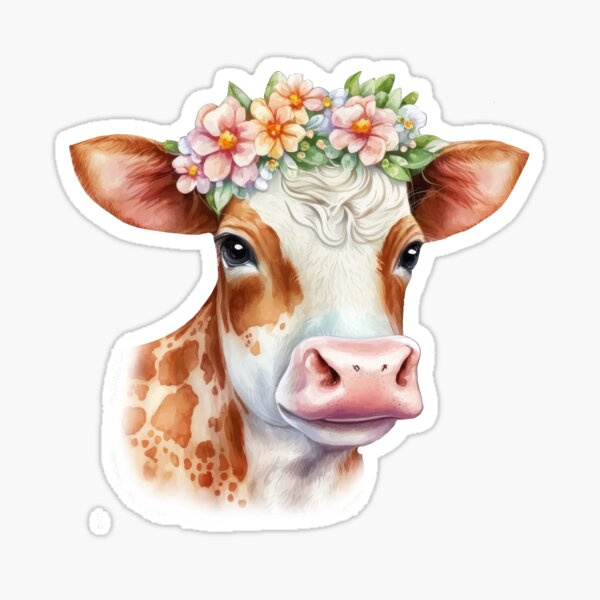 Item preview, cow, cow girl, cute cow, cow lover, floral cow designed and sold by LissethsWorld.