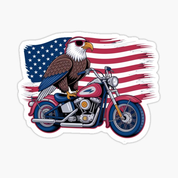 Item preview, USA Flag Eagle On Motor Bike  designed and sold by syedmaaz.