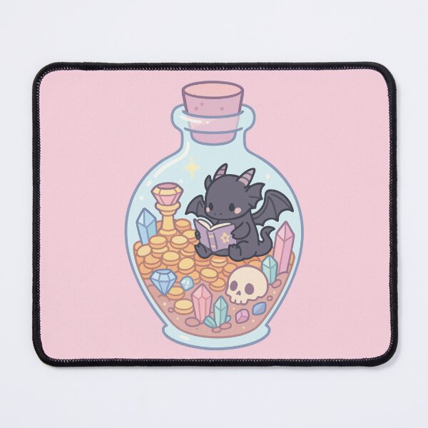 Item preview, Black Dragon Reading Book Kawaii Pastel Goth designed and sold by TomFrontierArt.
