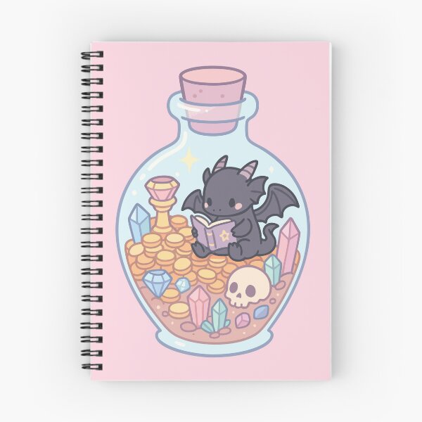 Item preview, Black Dragon Reading Book Kawaii Pastel Goth designed and sold by TomFrontierArt.